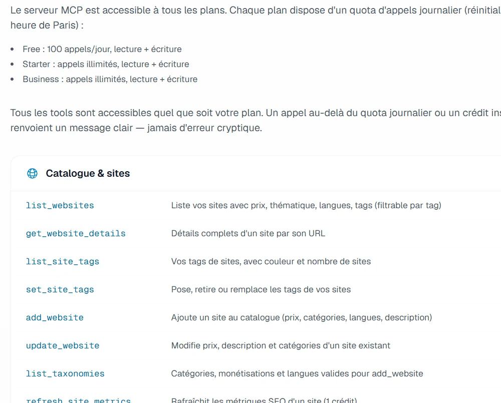 Les tools que l'agent IA de LinkQuiver peut appeler